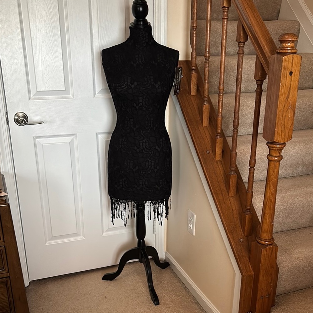 Dressform Adjustable Black Lace And Wood Female Mannequin